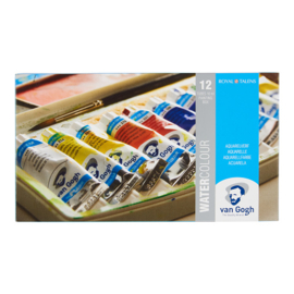 Van Gogh Aquarelverf set in kunststof etui met 12 kleuren in tubes van 10 ml