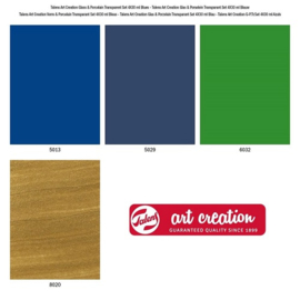 TAC  Glas & Porselein Transparant Set 4 x 30 ml Blauw