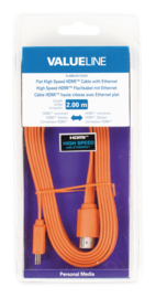 High Speed HDMI kabel met Ethernet Plat HDMI-Connector - HDMI-Connector 2.00 m Oranje