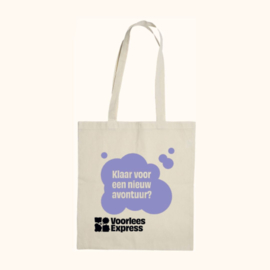 Boekentas met paars logo