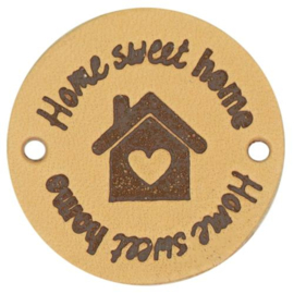 Durable Leren Label 'Home Sweet Home' 3,5cm beige 2 stuks