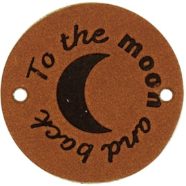 Durable Leren Label 'To the Moon and Back' 3,5cm cognac 2 stuks