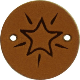 Durable Leren Label 'Star' 2cm cognac 2 stuks