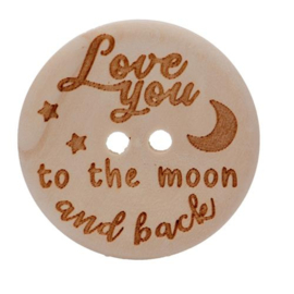 Durable Houten Knopen 'Love you to the moon and back' 30mm 2 stuks