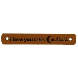 Durable Leren Label 'I love you to the moon and back' 7 x 1 cm cognac 2 stuks