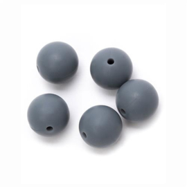 Durable Siliconen kralen 12mm, donker grijs 5 stuks