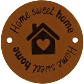 Durable Leren Label 'Home Sweet Home' 3,5cm cognac 2 stuks