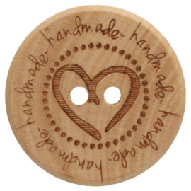 Knoop hout met hart 'handmade' 25mm per stuk