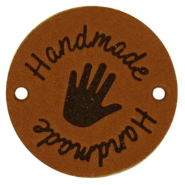 Durable Leren Label 'Handmade' 3,5cm cognac 2 stuks