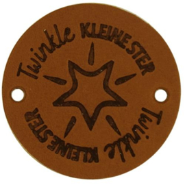 Durable Leren Label 'Twinkle kleine ster' 3,5cm cognac 2 stuks
