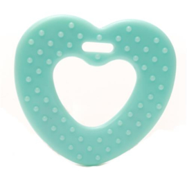 Durable Bijtring Hart met noppen, aqua 2 stuks