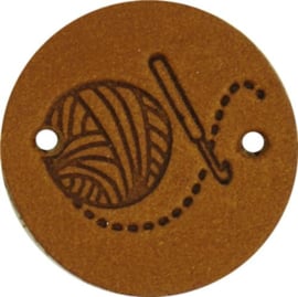 Durable Leren Label 'Crochet' 2cm cognac 2 stuks