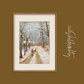 Prent Winterwandeling