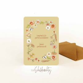 Huwelijksjubileum bloemenkader