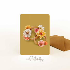 Wenskaart Ringen met bloemen