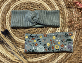 Winter haarband oud groen