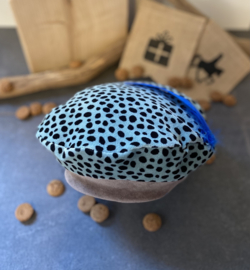 Pietenmutsje velours stippen blauw