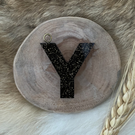 Hanger Y bruin glitter