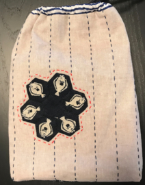 Indigo bag with hexagon flower