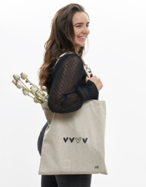 Beige tas met hartjes I Gerecycled materiaal I Zoedt