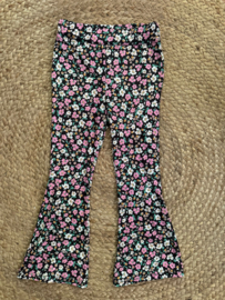 Flared broek I Zwart met bloemen