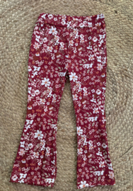 Flared broek I gebloemd I rood/bruin