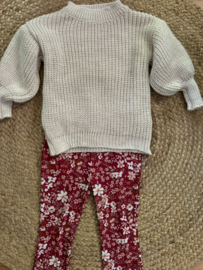 Flared broek I gebloemd I rood/bruin