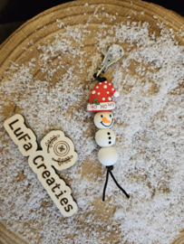 Sleutelhanger Kerst sneeuwpop