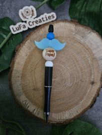 Zwarte pen Super papa met snorretje