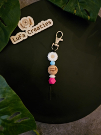Sleutelhanger Kraamtopper met bloem