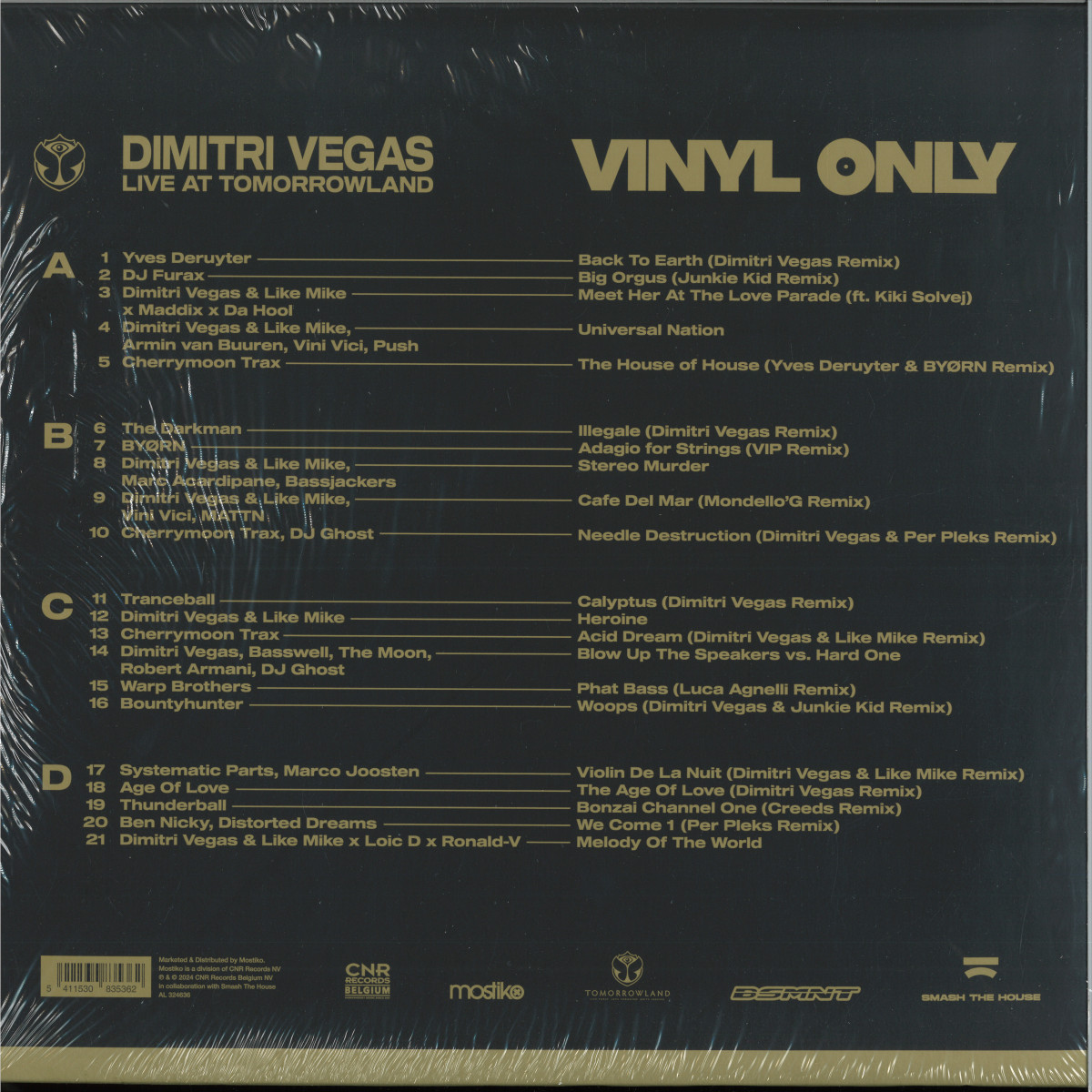 Dimitri Vegas - VINYL ONLY (LIVE AT TOMORROWLAND) LP 2x12" - AL324636 Mostiko