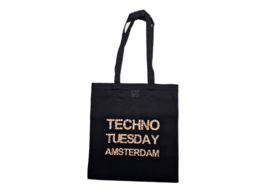 Techno Tuesday Amsterdam tote bag black with pattern print