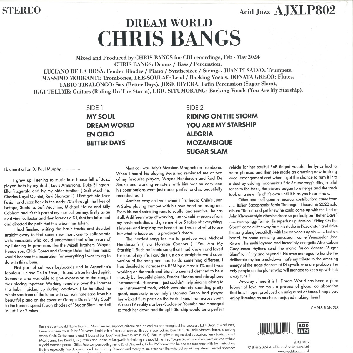 Chris Bangs - Dream World LP - AJXLP802 - ACID JAZZ