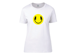 Smiley headphone t-shirt woman semi-fit