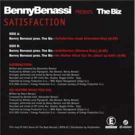 Benny Benassi,The Biz - Satisfaction EP - DOTB-003 | Dance On The Beat