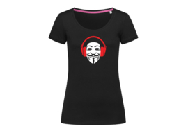 Anonymous with headphone t-shirt woman body fit