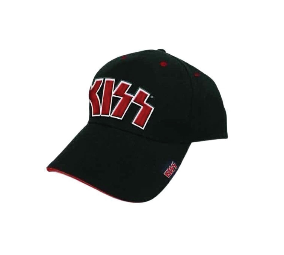 Kiss Red on White Logo Cap Black