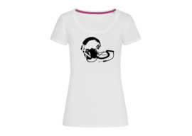 Headphone horizontal t-shirt woman body fit