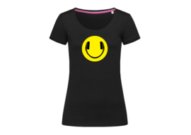 Smiley headphone t-shirt woman body fit