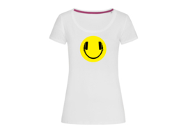 Smiley headphone t-shirt woman body fit