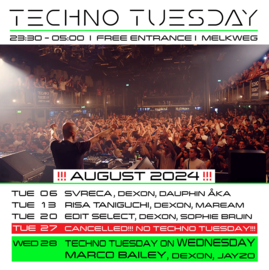 Techno Tuesday Amsterdam - August 2024, Melkweg Amsterdam