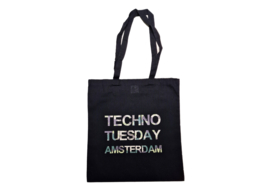 Techno Tuesday Amsterdam tote bag black with pattern print