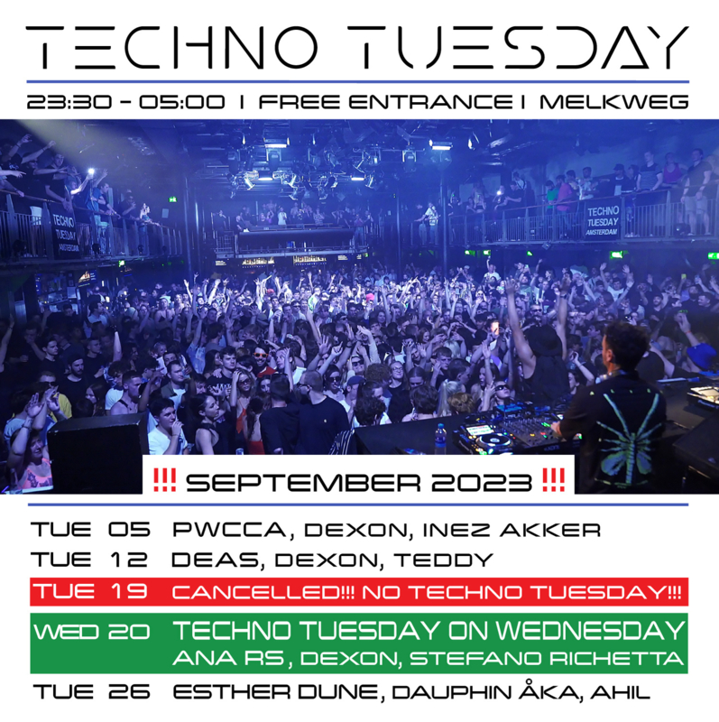 Techno Tuesday Amsterdam - September 2023 - Melkweg Amsterdam