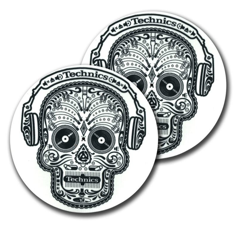Slipmats (pair) Technics Skull & Phones (White)