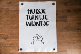 Tuinposter huisje tuintje wijntje