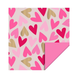 cadeaupapier hart roze 30 cm x 100 cm