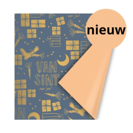 cadeaupapier Sint blauw