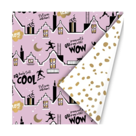 cadeaupapier Sint roze en goud