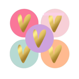 sticker hart pastel - per 5