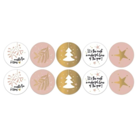 sticker kerst roze - per 5